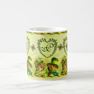 FUNNY TRADITIONELL ST PATRICK'S DAY CATS, SHAMROCK KAFFEMUGG