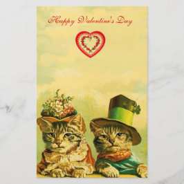 FUNNY TRADITIONELL VALENTINE'S DAY CATS with HEART Brevpapper