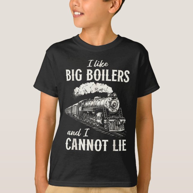 Funny Train Big Boilers Steam Locomotive Freight  T Shirt (Framsida)