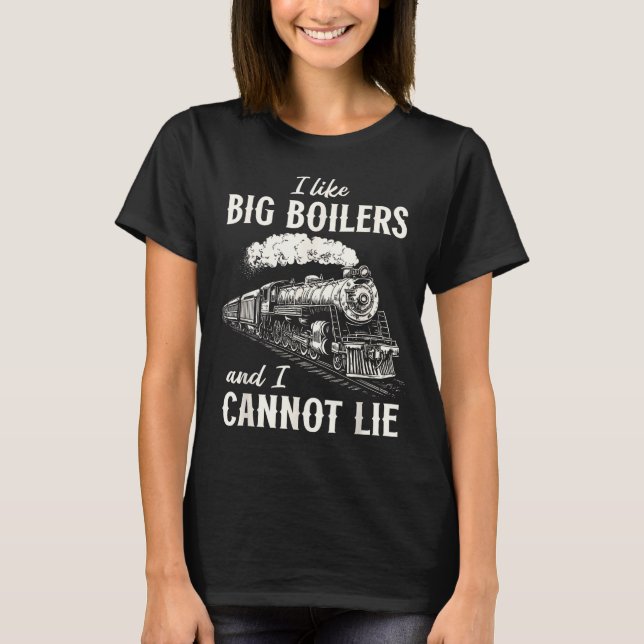 Funny Train Big Boilers Steam Locomotive Freight  T Shirt (Framsida)