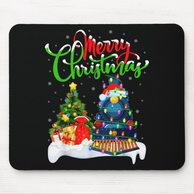 Funny Train Lover Xmas Lighting Santa Train Christ Musmatta (Framsidan)