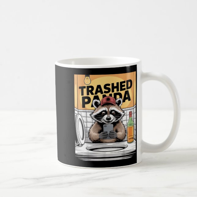 Funny Trashed Panda Raccoon Gets Drunk  Kaffemugg (Höger)