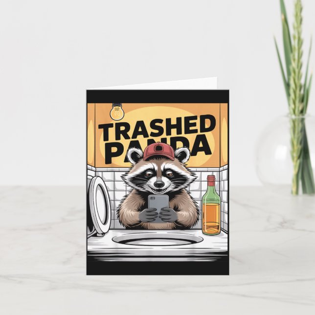 Funny Trashed Panda Raccoon Gets Drunk  Kort (Framsida)