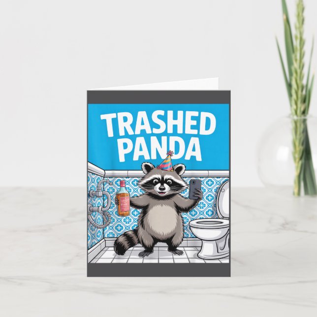 Funny Trashed Panda Raccoon Gets Drunk  Kort (Framsida)