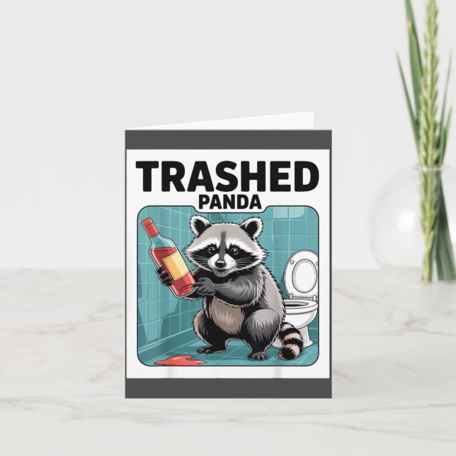 Funny Trashed Panda Raccoon Gets Drunk  Kort (Framsida)