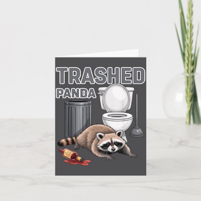 Funny Trashed Panda Raccoon Gets Drunk  Kort (Framsida)