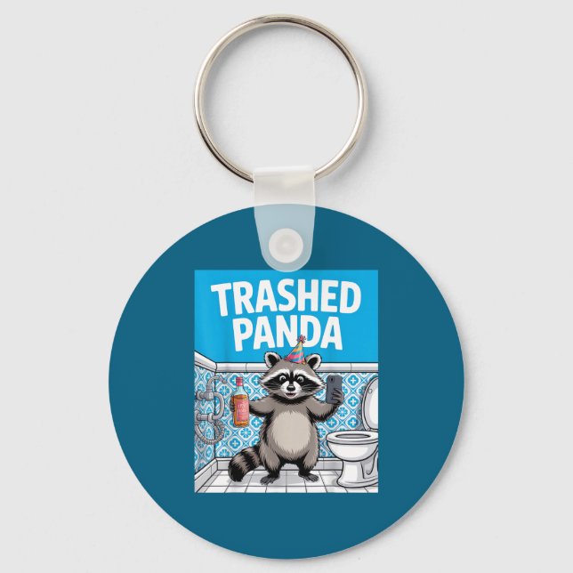 Funny Trashed Panda Raccoon Gets Drunk  Nyckelring (Framsida)