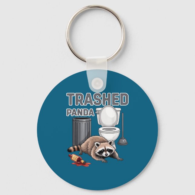 Funny Trashed Panda Raccoon Gets Drunk  Nyckelring (Framsida)