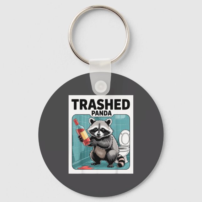 Funny Trashed Panda Raccoon Gets Drunk  Nyckelring (Framsida)