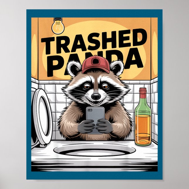 Funny Trashed Panda Raccoon Gets Drunk  Poster (Framsidan)