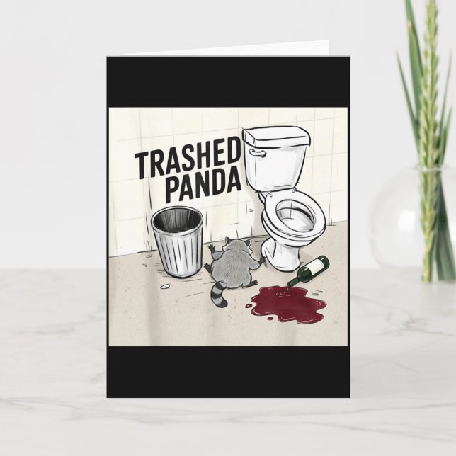 Funny Trashed Panda Racoon Gets Drunk  Kort (Framsida)