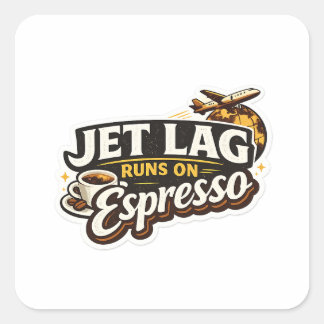  Funny Travel Coffee Lover Hat Fyrkantigt Klistermärke