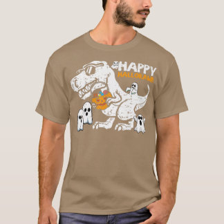 Funny TRe Ghost Halloween Lycklig Hallorawr Dinosa T Shirt