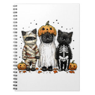 Funny Tre Halloween Cats Anteckningsbok