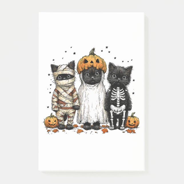 Funny Tre Halloween Cats Post-it Block (Framsida)