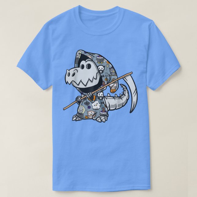 Funny Tre Skeleton Dino Grim Reaper Dinosaur Hallo T Shirt (Design framsida)