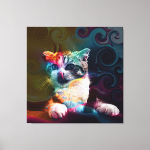 FUNNY TRENDIG COLORFUL CAT ART CANVASTRYCK