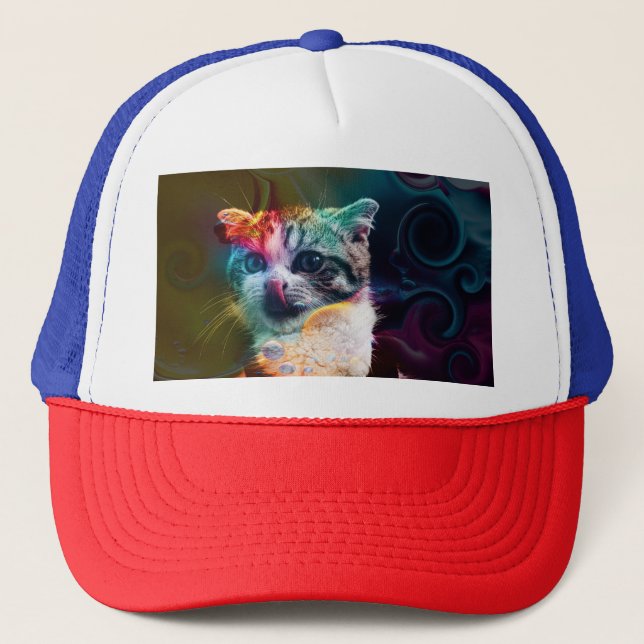 FUNNY TRENDIG COLORFUL CAT ART KEPS (Framsida)