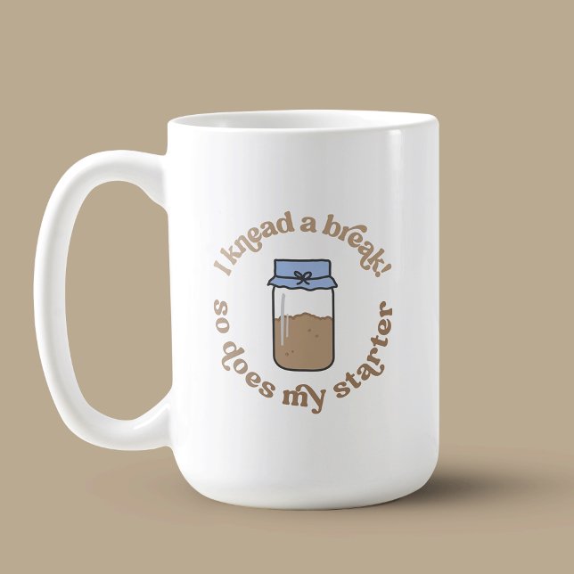 Funny Trendig Sourdough Starter Bread Baker Kaffemugg (Funny sourdough baker porcelain mug with cute sourdough starter jar illustration)