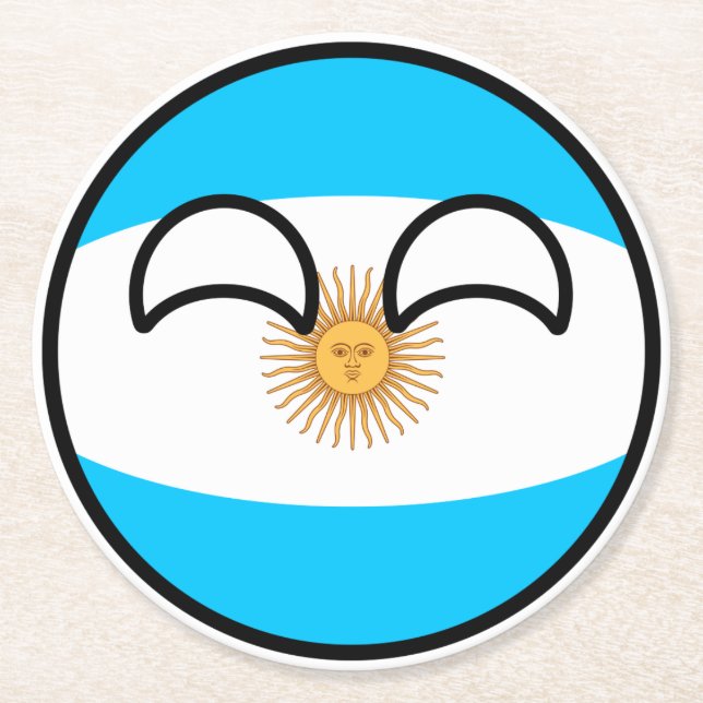 Funny Trending Geeky Argentina Countryball Underlägg Papper Rund (Framsidan)