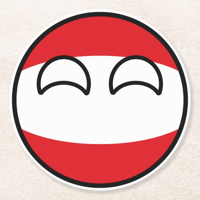Funny Trending Geeky Austria Countryball Underlägg Papper Rund (Framsidan)