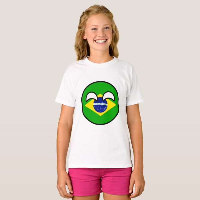 Funny Trending Geeky Brasilien Countryball T-shirt (Hel framsida)