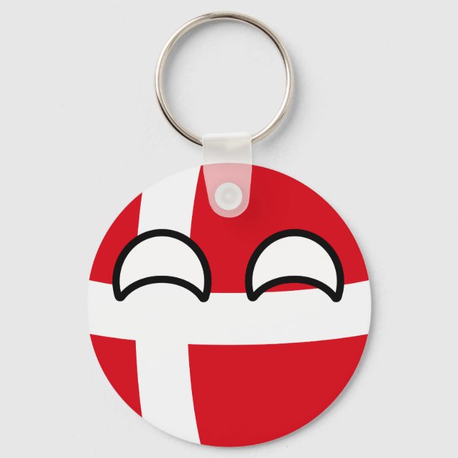 Funny Trending Geeky Danmark Countryball Nyckelring (Framsida)