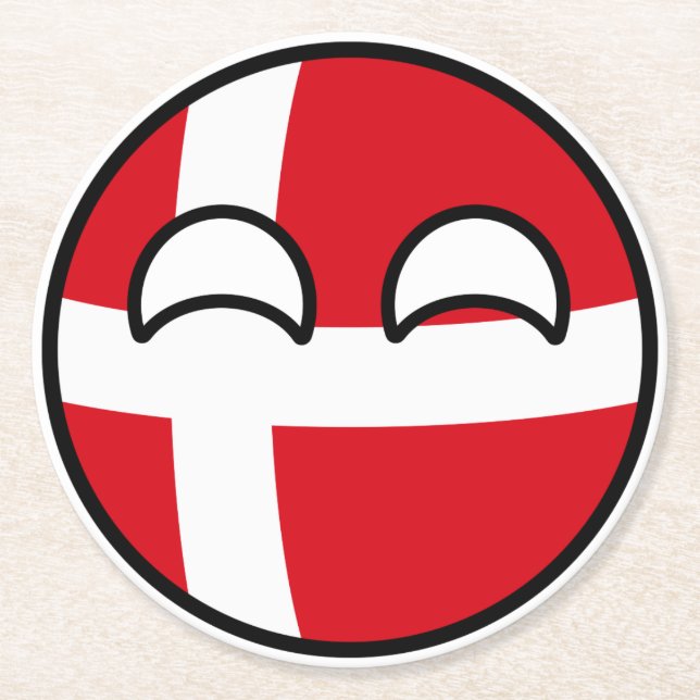 Funny Trending Geeky Danmark Countryball Underlägg Papper Rund (Framsidan)