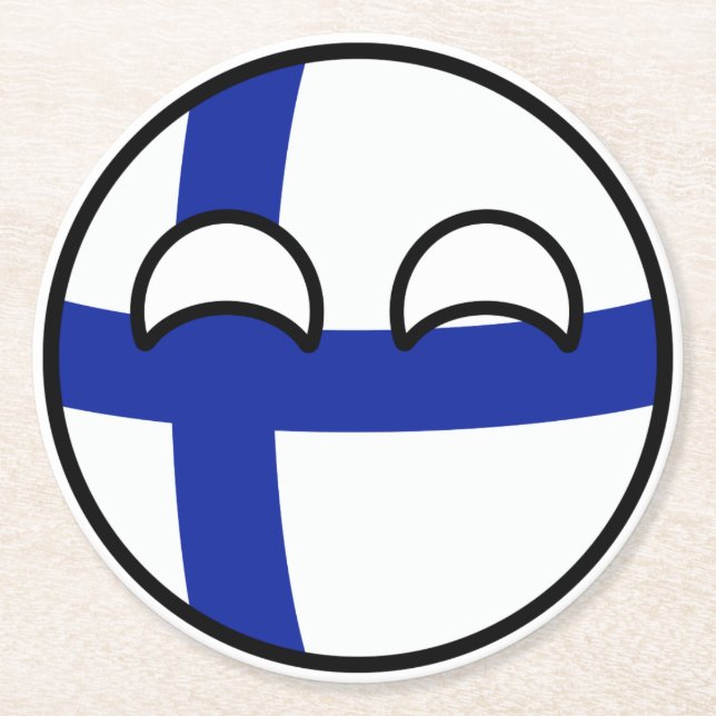 Funny Trending Geeky Finland Countryball Underlägg Papper Rund (Framsidan)
