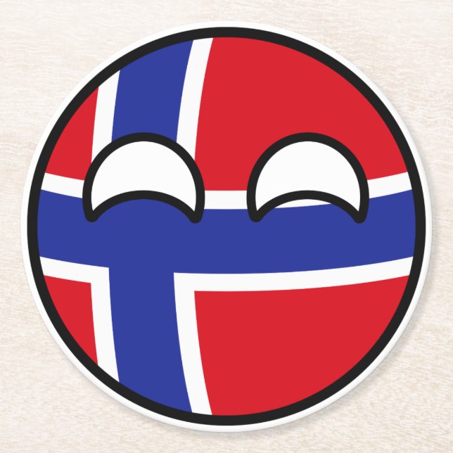 Funny Trending Geeky Norge Countryball Underlägg Papper Rund (Framsidan)