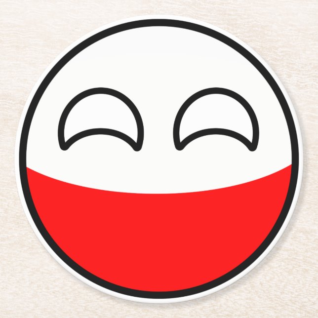 Funny Trending Geeky Polen Countryball Underlägg Papper Rund (Framsidan)