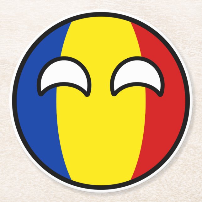 Funny Trending Geeky Rumänien Countryball Underlägg Papper Rund (Framsidan)