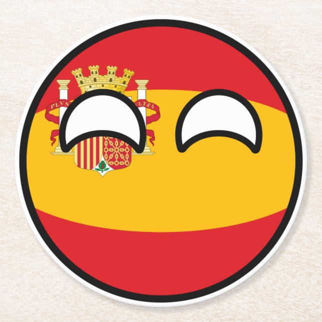Funny Trending Geeky Spain Countryball Underlägg Papper Rund (Framsidan)