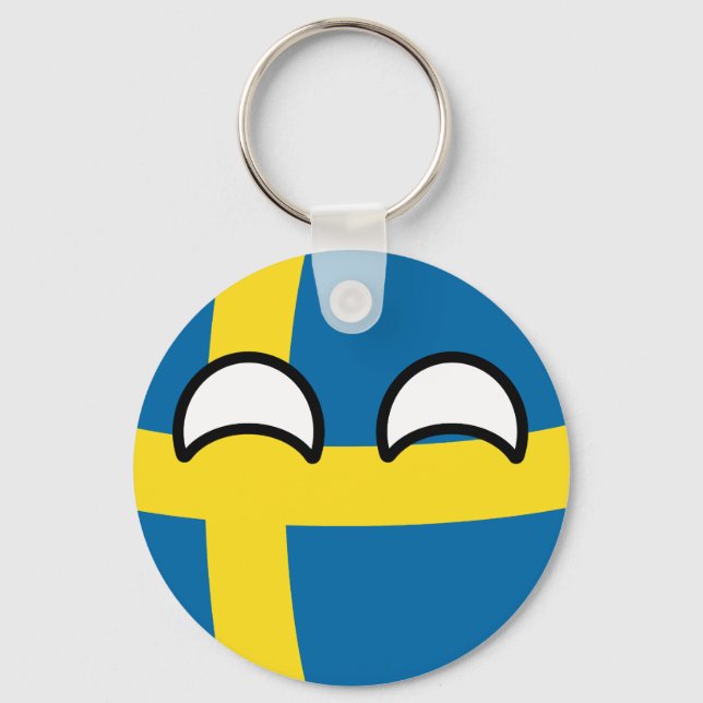 Funny Trending Geeky Sverige Countryball Nyckelring (Framsida)