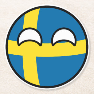 Funny Trending Geeky Sverige Countryball Underlägg Papper Rund