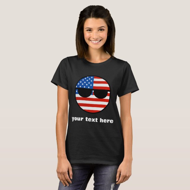 Funny Trending Geeky USA Countryball T-shirt (Hel framsida)