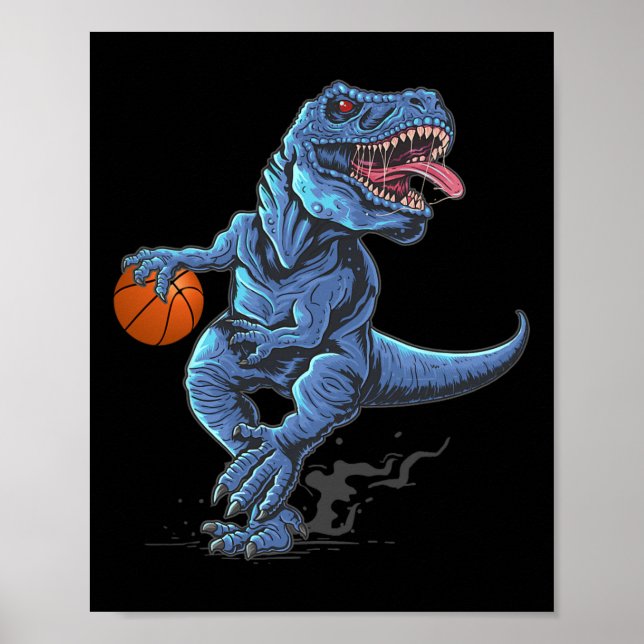 Funny Trex Dinosaur Playing Sketll Player Lover  Poster (Framsidan)