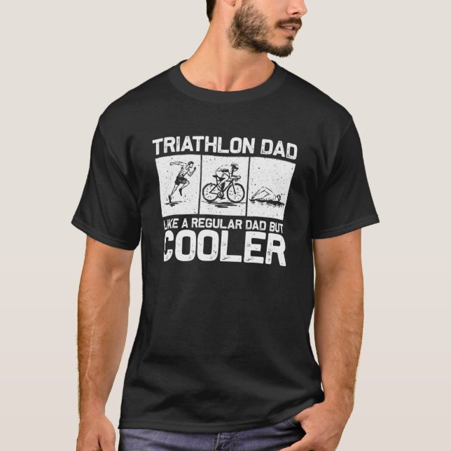 Funny Triathlon Design För manar Pappa Simma Bike  T Shirt (Framsida)