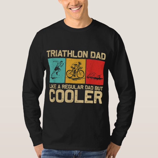 Funny Triathlon Design För manar Pappa Simma Bike  T Shirt (Framsida)