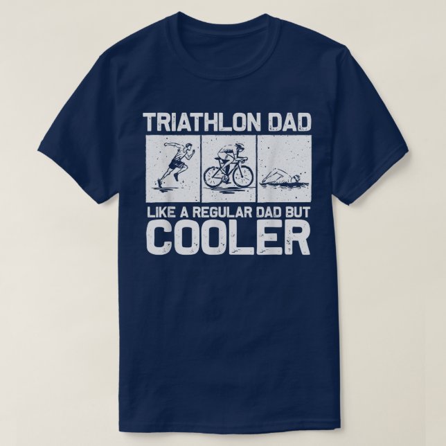 Funny Triathlon Design För manar Pappa Simma Bike  T Shirt (Design framsida)