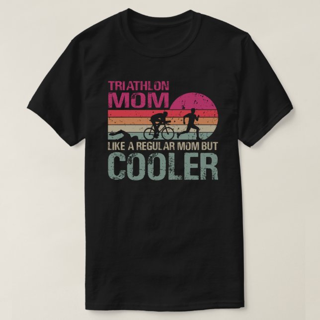 Funny Triathlon Mamma Simma Bike Springa Triathlet T Shirt (Design framsida)