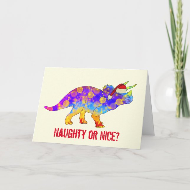 Funny Triceratops Festive Dinosaur Naughty Slogan Kort (Framsida)