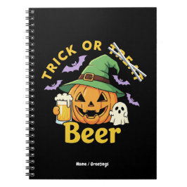 Funny Trick Or Treat Halloween Beer Party Design  Anteckningsbok
