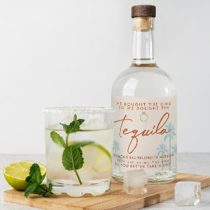 Funny Tropical Bachelorette Helg Spritflaskor Etikett