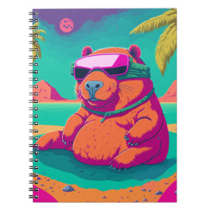 Funny Tropical Cyberpunk Capybara Art Anteckningsbok