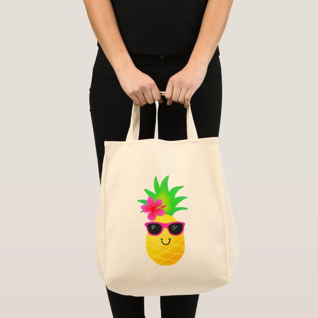 Funny Tropical Pineapple sommar Tygkasse (Framsida (produkt))