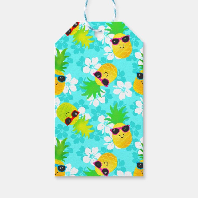 Funny Tropical Pineapples sommar Presentetikett (Framsidan)