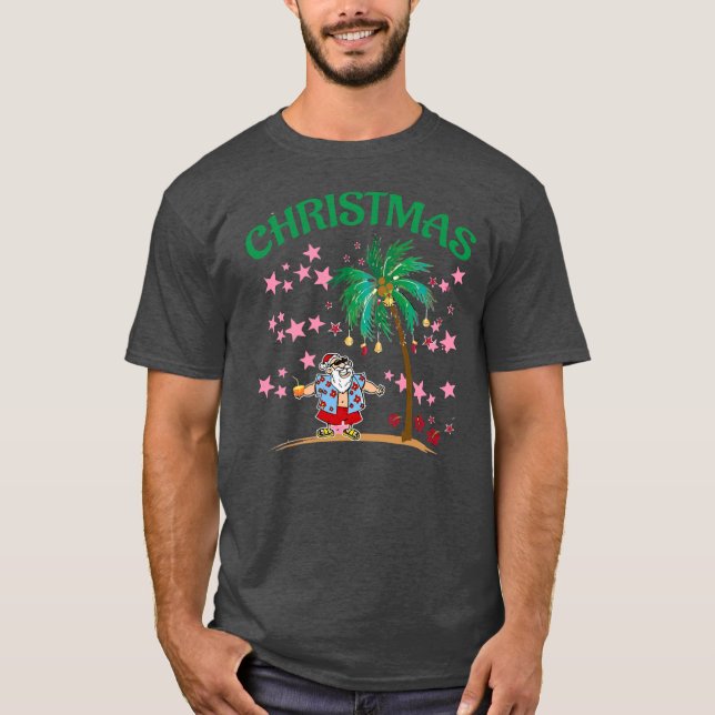 Funny Tropical Summer Santa Clause Hawaiian T Shirt (Framsida)