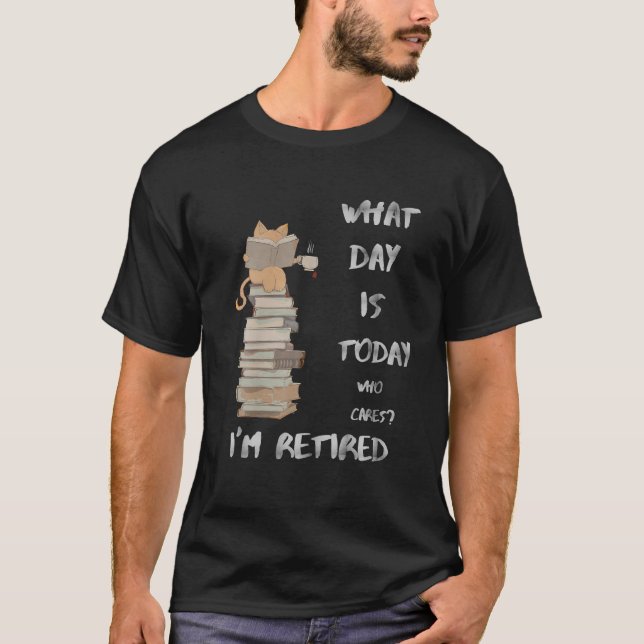 Funny trött Cat Reading Bok Drinking Tea Cat Lo T Shirt (Framsida)