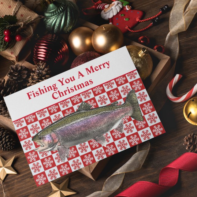 Funny Trout Fishing Pun jul Festive Anpassningsbar Helgkort (Skapare uppladdad)